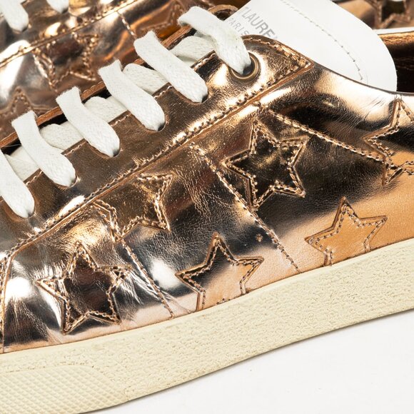Saint Laurent SL/06 Gold Patent Star Low-Top Sneakers - Picture 8 of 12
